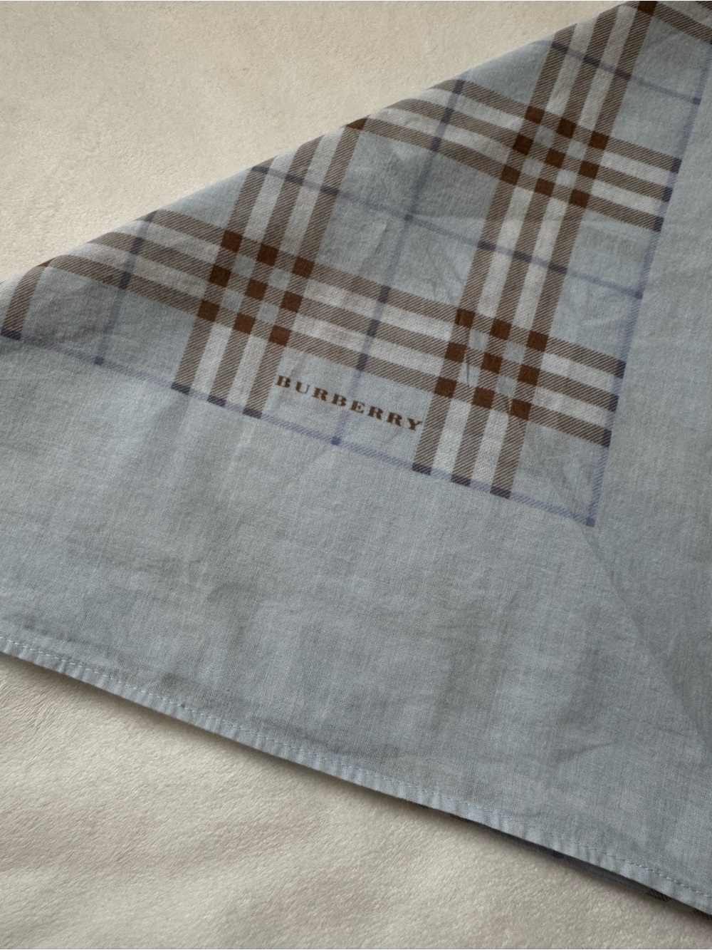Burberry light Blue and Brown Check Cotton Scarf